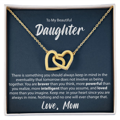 To My Daughter From Mom - Interlocking Hearts Necklace - JustFamilyThings