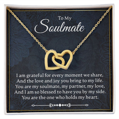 To My Soulmate - I Am Grateful For Every Moment - Interlocking Hearts Necklace - JustFamilyThings