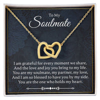 Load image into Gallery viewer, To My Soulmate - I Am Grateful For Every Moment - Interlocking Hearts Necklace - JustFamilyThings
