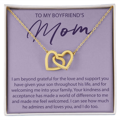 To My Boyfriends Mom - I Am Beyond Grateful - Interlocking Hearts Necklace - JustFamilyThings