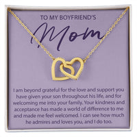 Load image into Gallery viewer, To My Boyfriends Mom - I Am Beyond Grateful - Interlocking Hearts Necklace - JustFamilyThings
