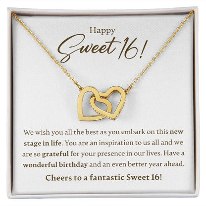 Happy Sweet 16 - We Wish You All The Best - Interlocking Hearts Necklace - JustFamilyThings