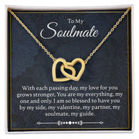 Load image into Gallery viewer, To My Soulmate - With Each Passing Day - Interlocking Hearts Necklace - JustFamilyThings

