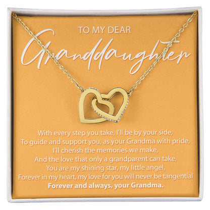 To My Dear Granddaughter - With Every Step You Take - Interlocking Hearts Necklace - JustFamilyThings
