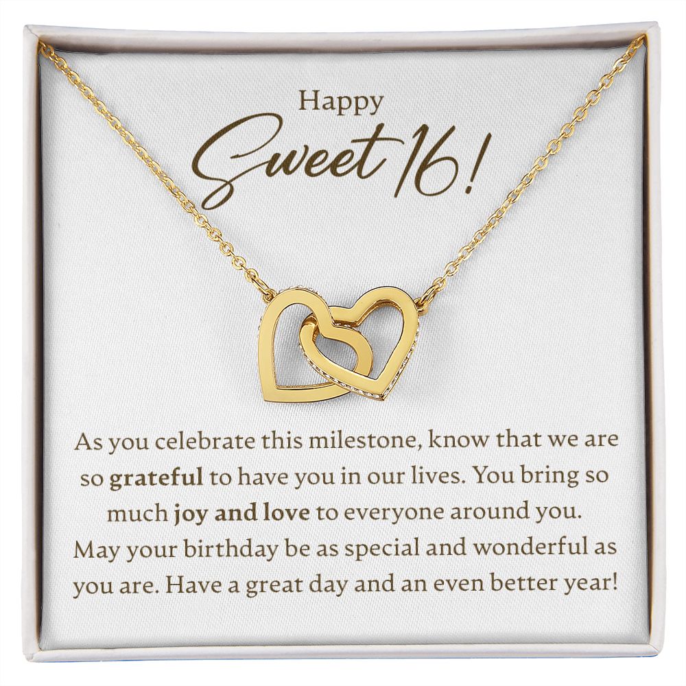 Happy Sweet 16 - Milestone - Interlocking Hearts Necklace - JustFamilyThings