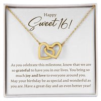 Load image into Gallery viewer, Happy Sweet 16 - Milestone - Interlocking Hearts Necklace - JustFamilyThings
