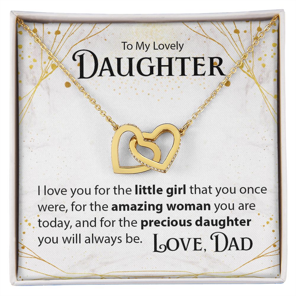 To My Daughter, From Dad - Interlocking Hearts Necklace - JustFamilyThings