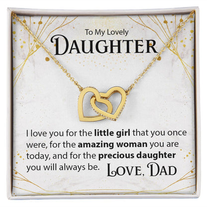 To My Daughter, From Dad - Interlocking Hearts Necklace - JustFamilyThings