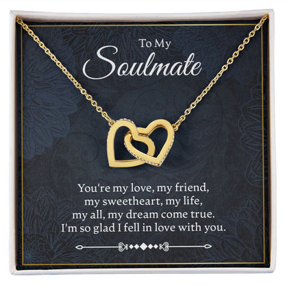To my soulmate - you're my love - Interlocking Hearts Necklace - JustFamilyThings
