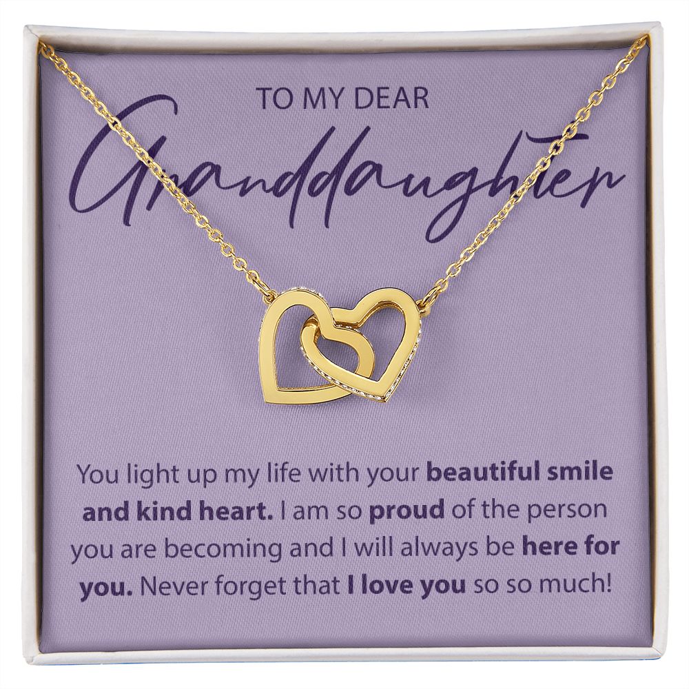 To My Dear Granddaughter - You Light Up My Life - Interlocking Hearts Necklace - JustFamilyThings