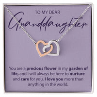 Load image into Gallery viewer, To My Dear Granddaughter - You Are A Precious Flower - Interlocking Hearts Necklace - JustFamilyThings
