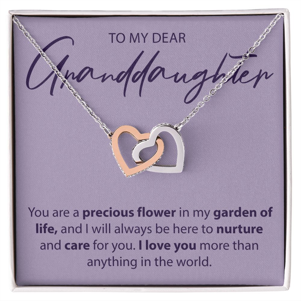 To My Dear Granddaughter - You Are A Precious Flower - Interlocking Hearts Necklace - JustFamilyThings