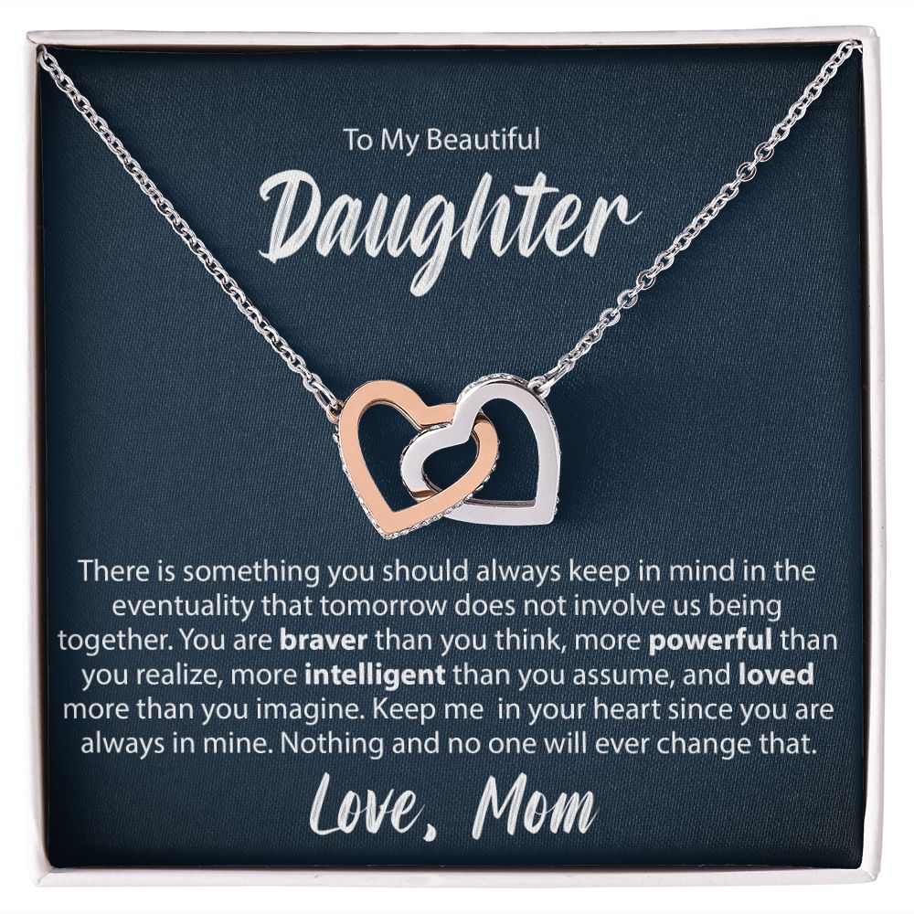 To My Daughter From Mom - Interlocking Hearts Necklace - JustFamilyThings