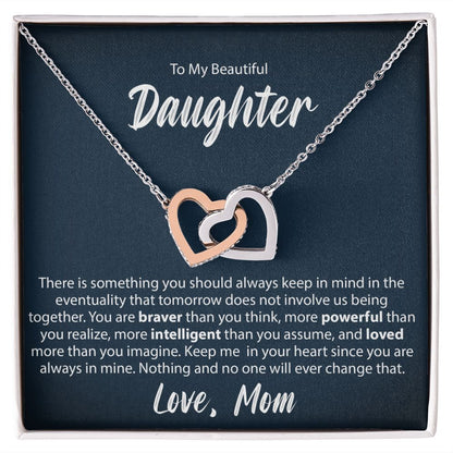 To My Daughter From Mom - Interlocking Hearts Necklace - JustFamilyThings