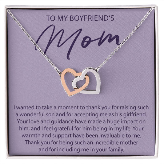 To My Boyfriends Mom - I Wanted To Take A Moment - Interlocking Hearts Necklace - JustFamilyThings