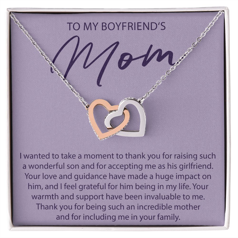 To My Boyfriends Mom - I Wanted To Take A Moment - Interlocking Hearts Necklace - JustFamilyThings