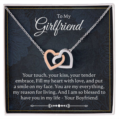 To My Girlfriend - Your Touch, Your Kiss - Interlocking Hearts Necklace - JustFamilyThings