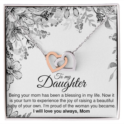 To My Pregnant Daughter - Interlocking Hearts Necklace - JustFamilyThings