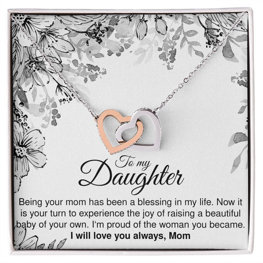 To My Pregnant Daughter - Interlocking Hearts Necklace - JustFamilyThings