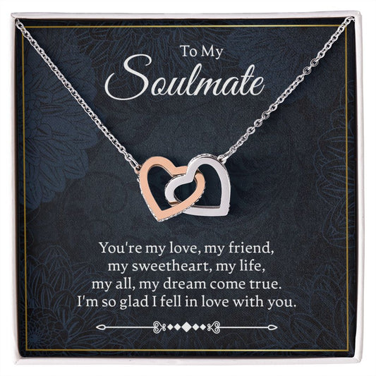 To my soulmate - you're my love - Interlocking Hearts Necklace - JustFamilyThings