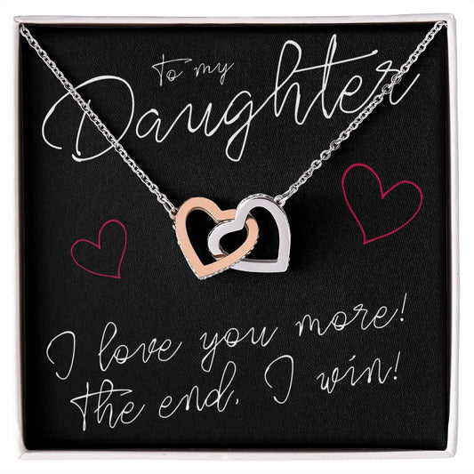 To My Daughter, I Love You More - Interlocking Hearts Necklace - JustFamilyThings