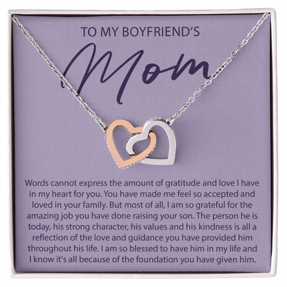 To My Boyfriends Mom - Word Cannot Express My Gratitude - Interlocking Hearts Necklace - JustFamilyThings