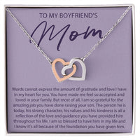 Load image into Gallery viewer, To My Boyfriends Mom - Word Cannot Express My Gratitude - Interlocking Hearts Necklace - JustFamilyThings
