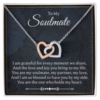 Load image into Gallery viewer, To My Soulmate - I Am Grateful For Every Moment - Interlocking Hearts Necklace - JustFamilyThings
