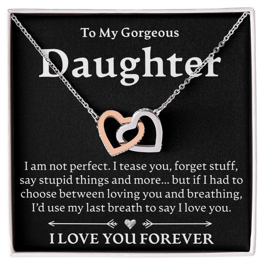 To My Gorgeous Daughter - Interlocking Hearts Necklace - JustFamilyThings