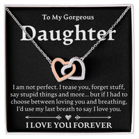 Load image into Gallery viewer, To My Gorgeous Daughter - Interlocking Hearts Necklace - JustFamilyThings
