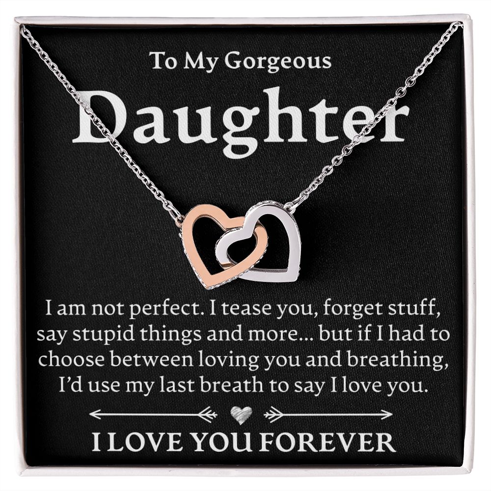 To My Gorgeous Daughter - Interlocking Hearts Necklace - JustFamilyThings
