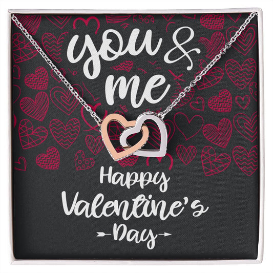 You & Me, Happy Valentine's Day - Interlocking Hearts Necklace - JustFamilyThings