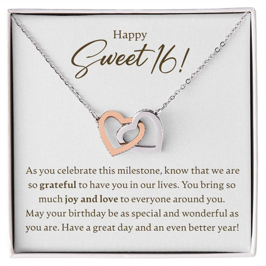 Happy Sweet 16 - Milestone - Interlocking Hearts Necklace - JustFamilyThings