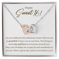 Load image into Gallery viewer, Happy Sweet 16 - Milestone - Interlocking Hearts Necklace - JustFamilyThings
