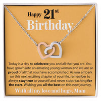 Load image into Gallery viewer, Happy 21st Birthday - Today Is A Day To Celebrate - Interlocking Hearts Necklace - JustFamilyThings

