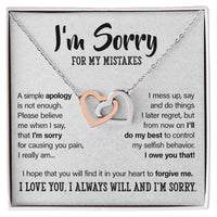 Load image into Gallery viewer, I&#39;m Sorry For My Mistakes - Interlocking Hearts Necklace - JustFamilyThings
