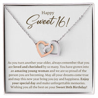 Load image into Gallery viewer, Happy Sweet 16 - Interlocking Hearts Necklace - JustFamilyThings
