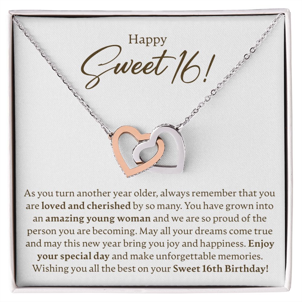 Happy Sweet 16 - Interlocking Hearts Necklace - JustFamilyThings