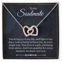 Load image into Gallery viewer, To My Soulmate - You Bring Joy - Interlocking Hearts Necklace - JustFamilyThings
