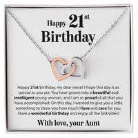 Load image into Gallery viewer, Happy 21st Birthday - From Aunt - Interlocking Hearts Necklace - JustFamilyThings
