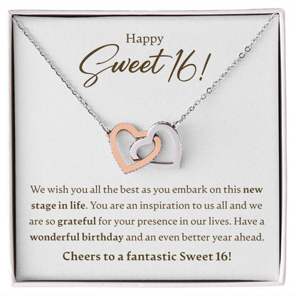 Happy Sweet 16 - We Wish You All The Best - Interlocking Hearts Necklace - JustFamilyThings