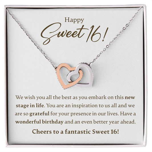 Happy Sweet 16 - We Wish You All The Best - Interlocking Hearts Necklace - JustFamilyThings