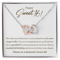 Load image into Gallery viewer, Happy Sweet 16 - We Wish You All The Best - Interlocking Hearts Necklace - JustFamilyThings
