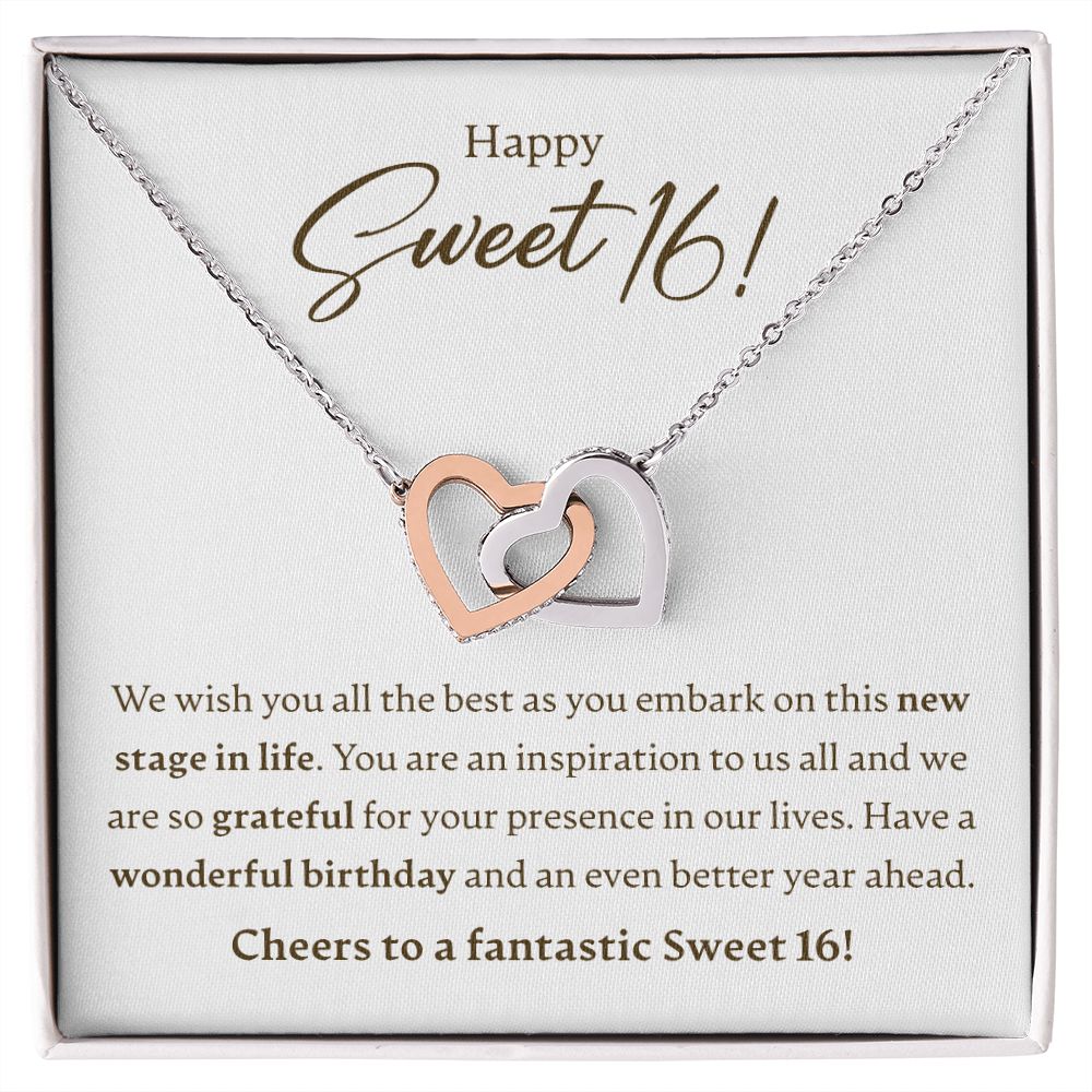 Happy Sweet 16 - We Wish You All The Best - Interlocking Hearts Necklace - JustFamilyThings