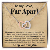 Load image into Gallery viewer, To My Love Across The Miles - Distance May Separate Us - Interlocking Hearts Necklace - JustFamilyThings
