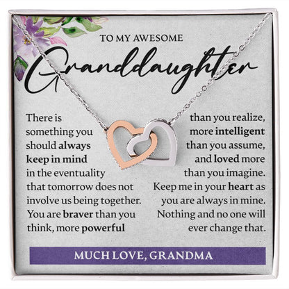 To My Awesome Granddaughter - Interlocking Hearts Necklace - JustFamilyThings