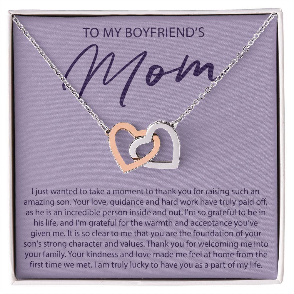 To My Boyfriends Mom - I Just Wanted to Take A Moment - Interlocking Hearts Necklace - JustFamilyThings