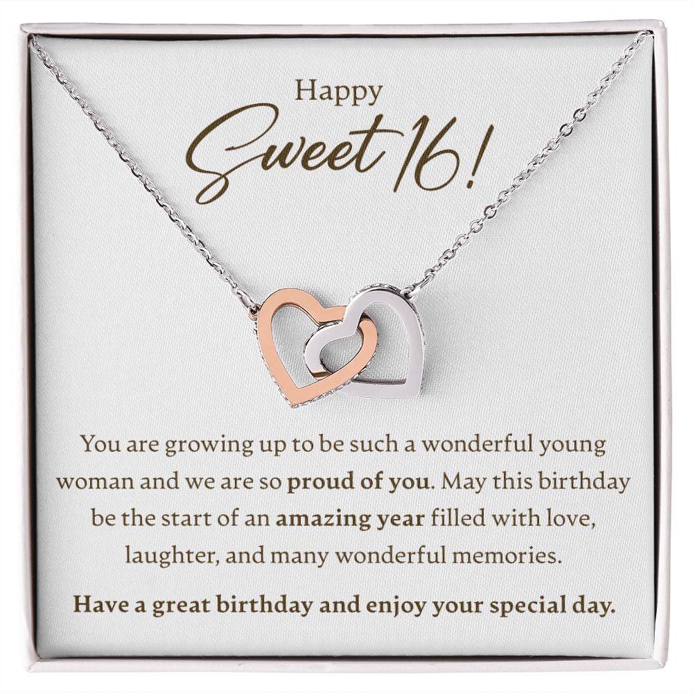 Happy Sweet 16 - Growing Up - Interlocking Hearts Necklace - JustFamilyThings