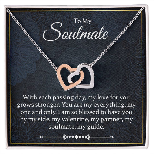 To My Soulmate - With Each Passing Day - Interlocking Hearts Necklace - JustFamilyThings