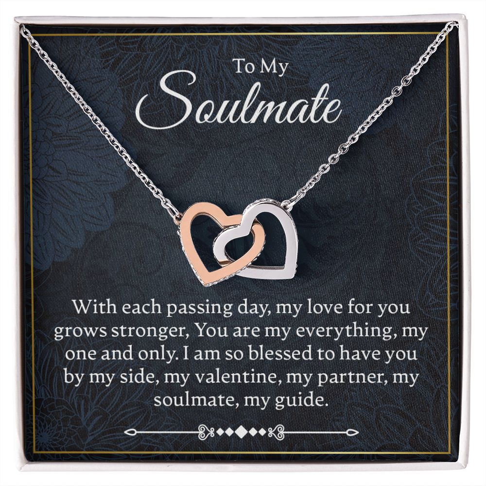 To My Soulmate - With Each Passing Day - Interlocking Hearts Necklace - JustFamilyThings